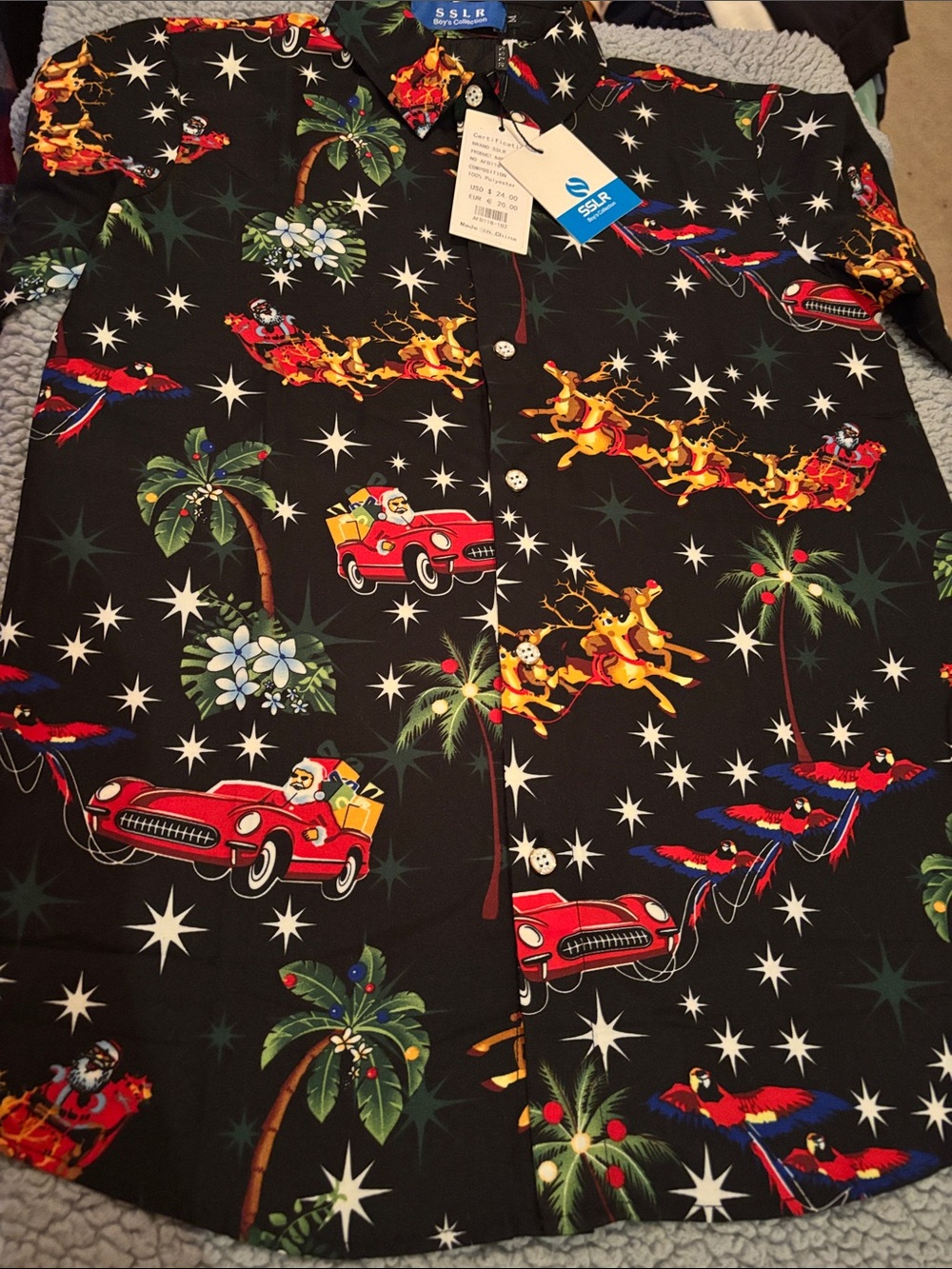 NWT SSLR Kids Holiday Car & Reindeer Print shirt